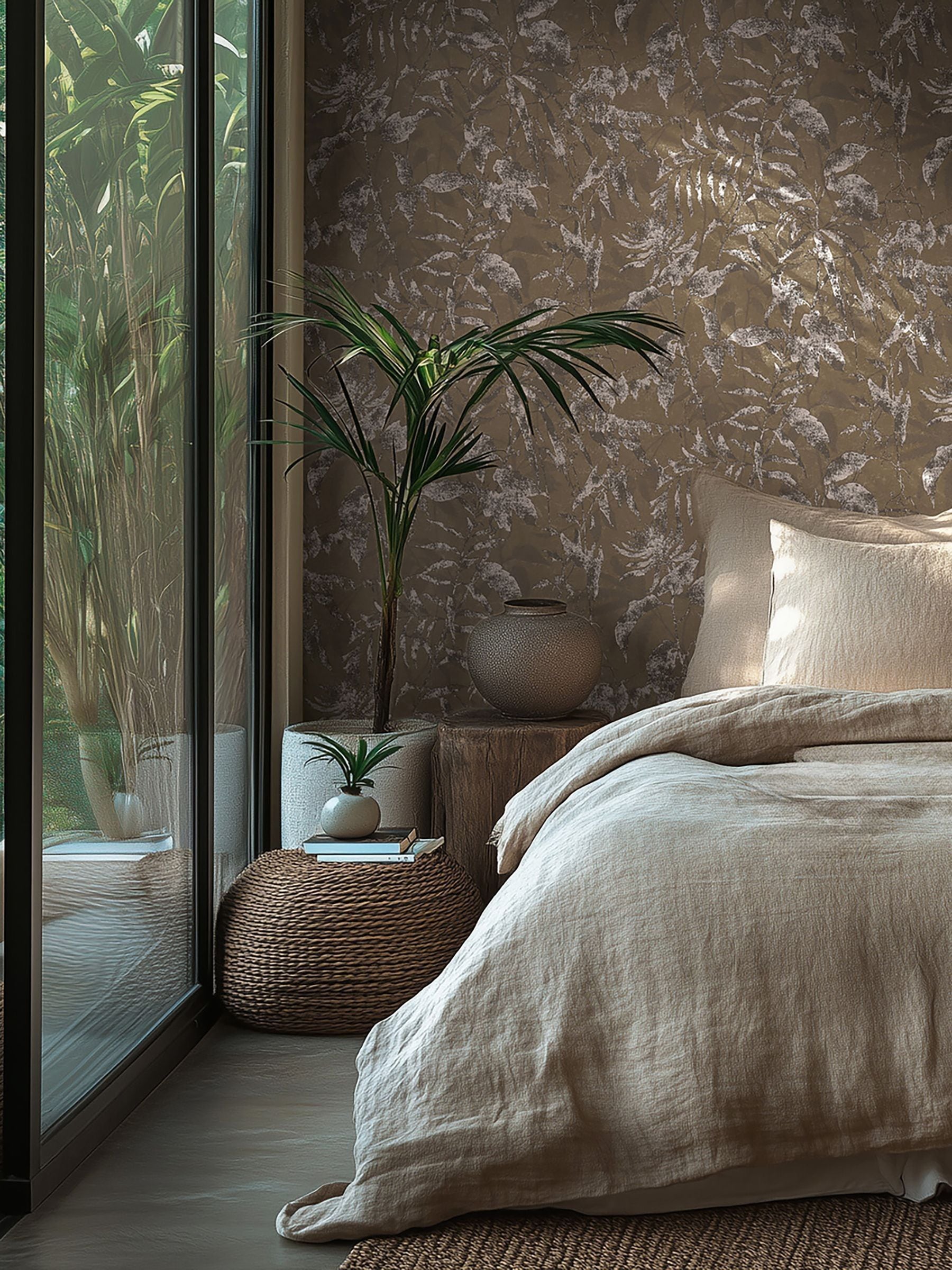 Galerie Wallcoverings Brown Horizon Tree Leaf A4 Wallpaper Sample