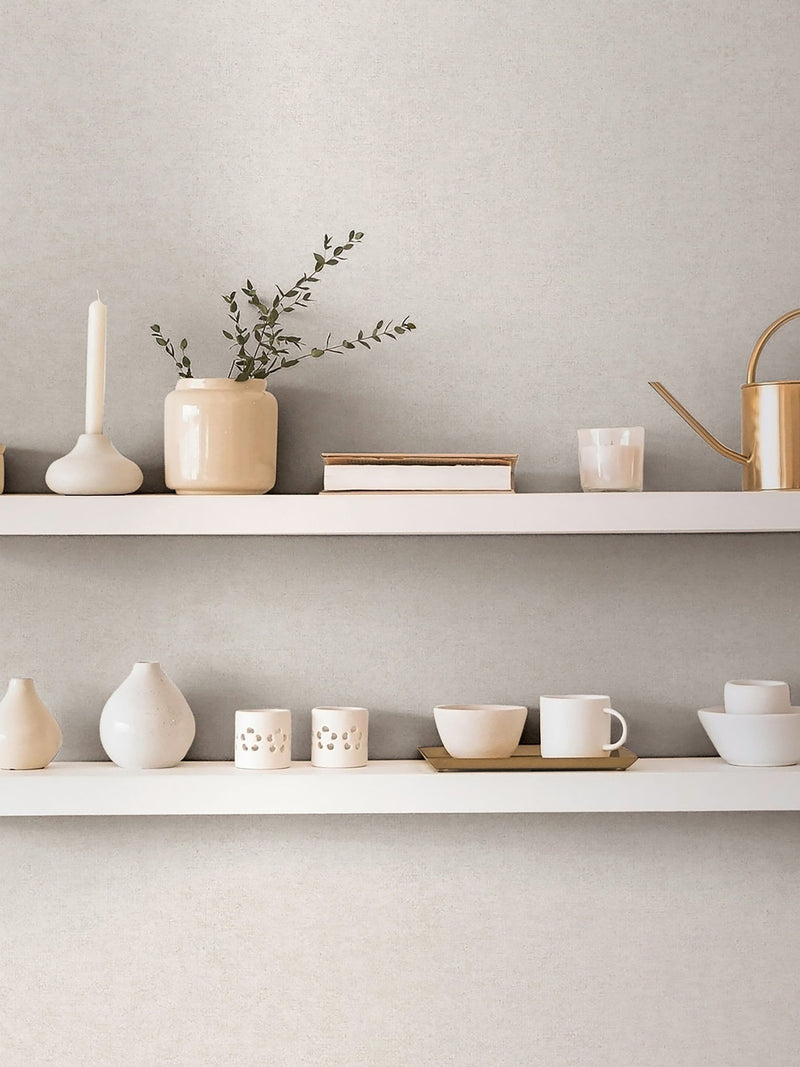 Galerie wallpaper sample Beige Horizon plain texture A4 (British brand)