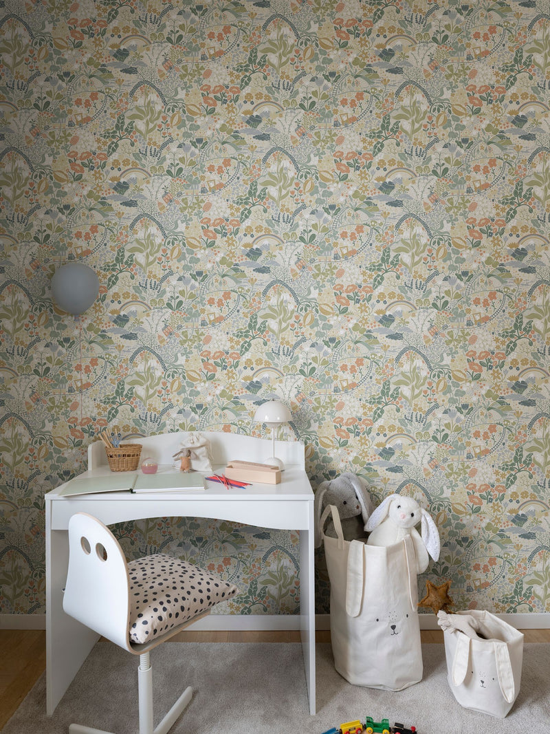 Galerie Wallcoverings Green Resan Kids wallpaper sample A4 - British product