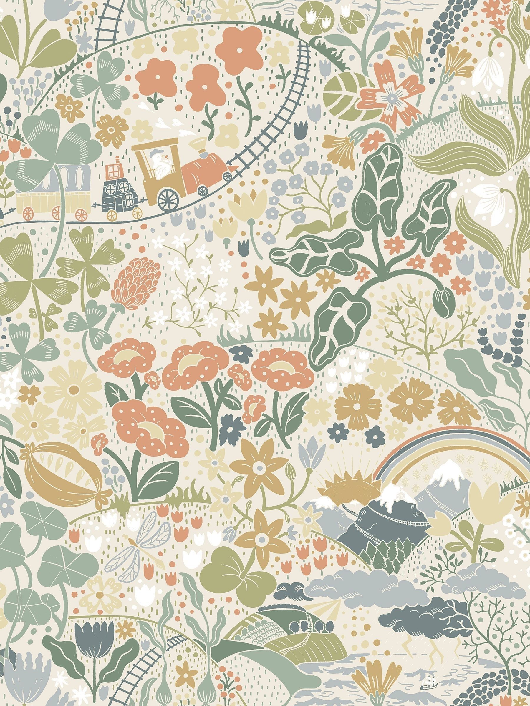 Galerie Wallcoverings Green Resan Kids wallpaper sample A4 - British product