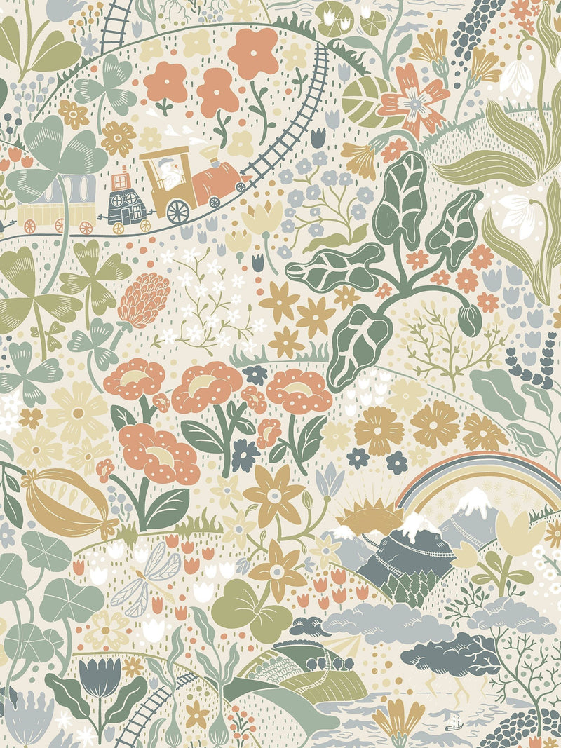 Galerie Wallcoverings Green Resan Kids wallpaper sample A4 - British product