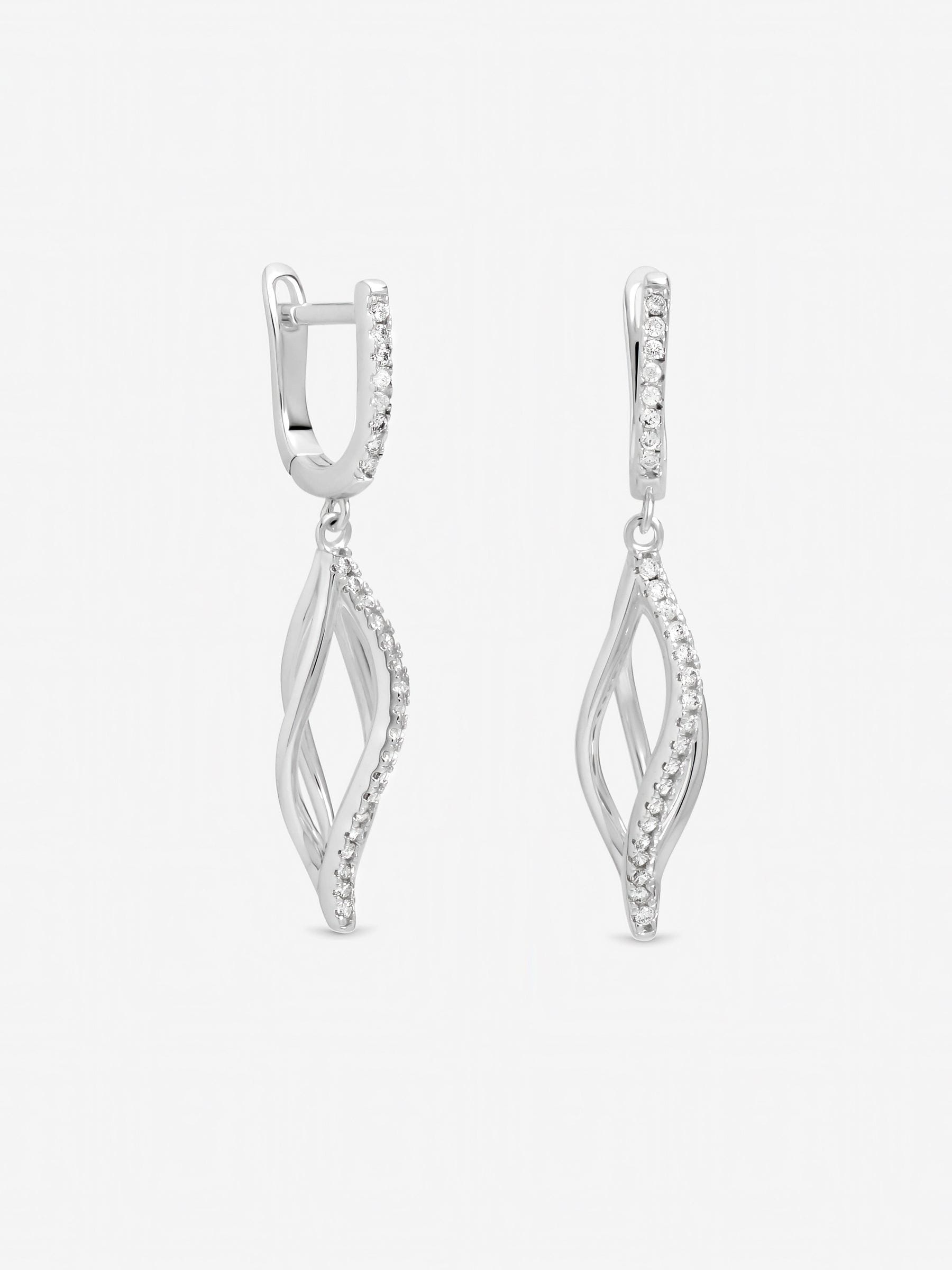 Inicio sterling silver pave twist cage drop earrings 32mm (British brand)