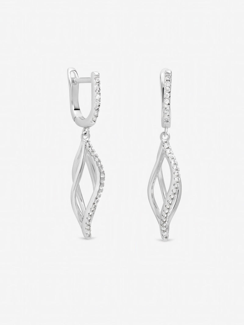 Inicio sterling silver pave twist cage drop earrings 32mm (British brand)