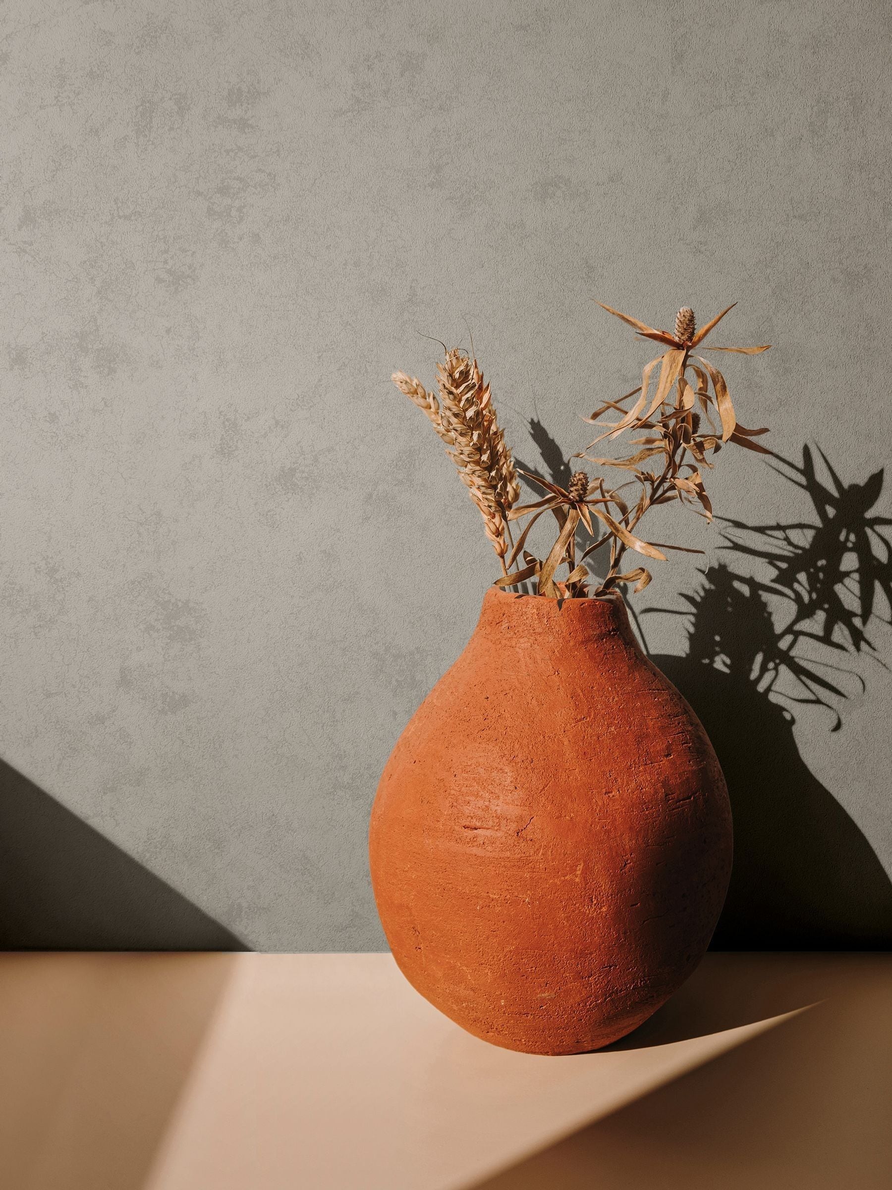 Galerie Wallcoverings Grey Terra Plain Texture Clay 10.05M Wallpaper