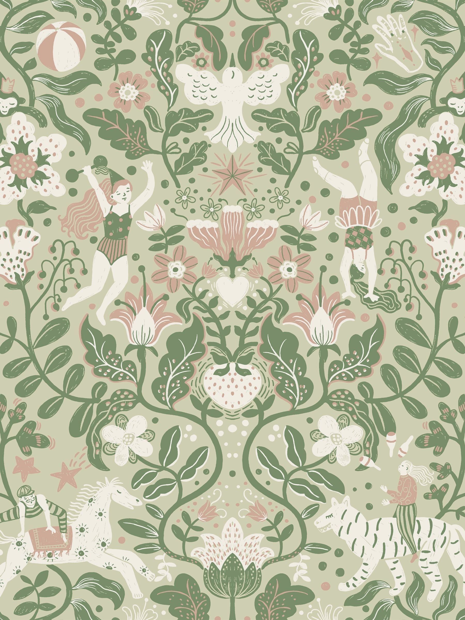 Galerie Wallcoverings Green Resan wallpaper, UK version
