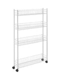 Metaltex white Fino extra slim 4 tier rolling cart (British brand)