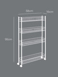 Metaltex white Fino extra slim 4 tier rolling cart (British brand)