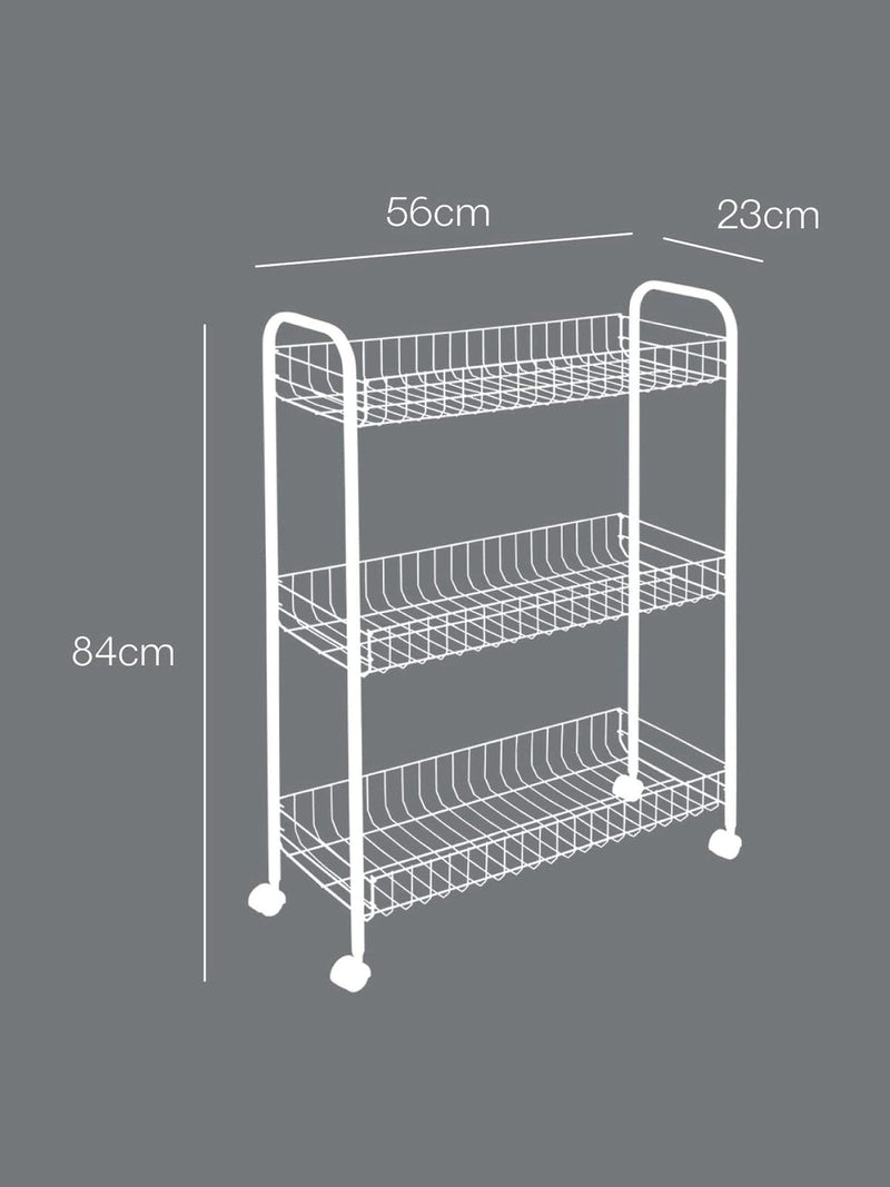 Metaltex Slim Deluxe 3-tier rolling cart - British product