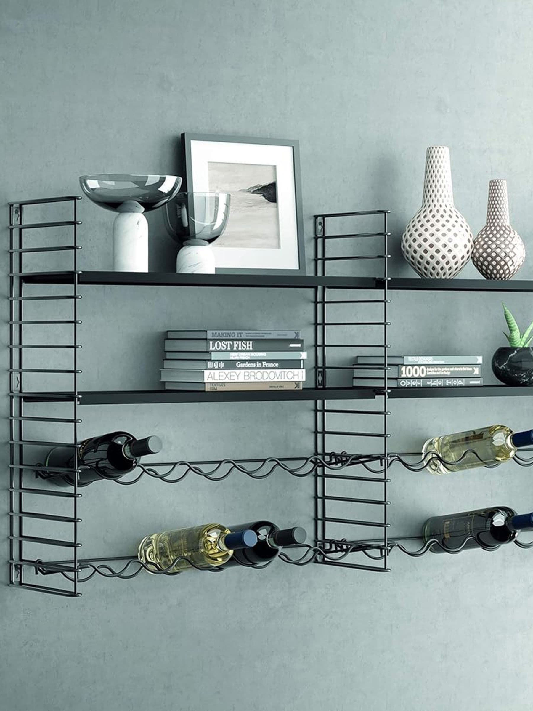 metaltex Tomado shelving unit with bottle rack black (British brand)