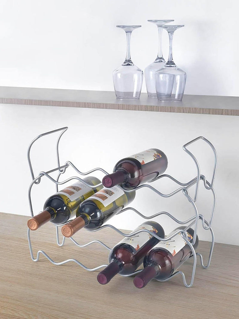 Metaltex silver stackable wine rack 3-tier - British product