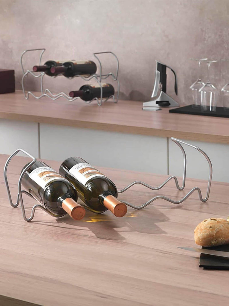 Metaltex silver stackable wine rack 3-tier - British product