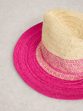 White Stuff pink colour block fedora hat, UK version