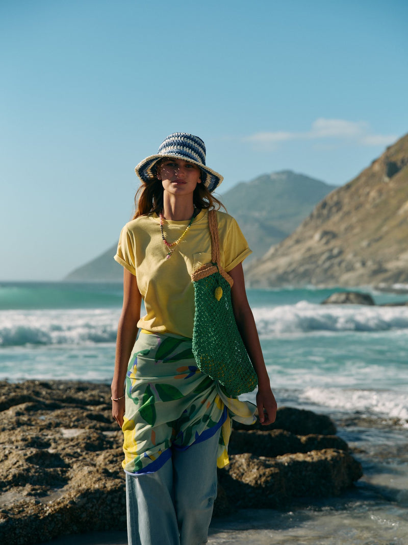 White Stuff bucket hat dark green crochet, UK version