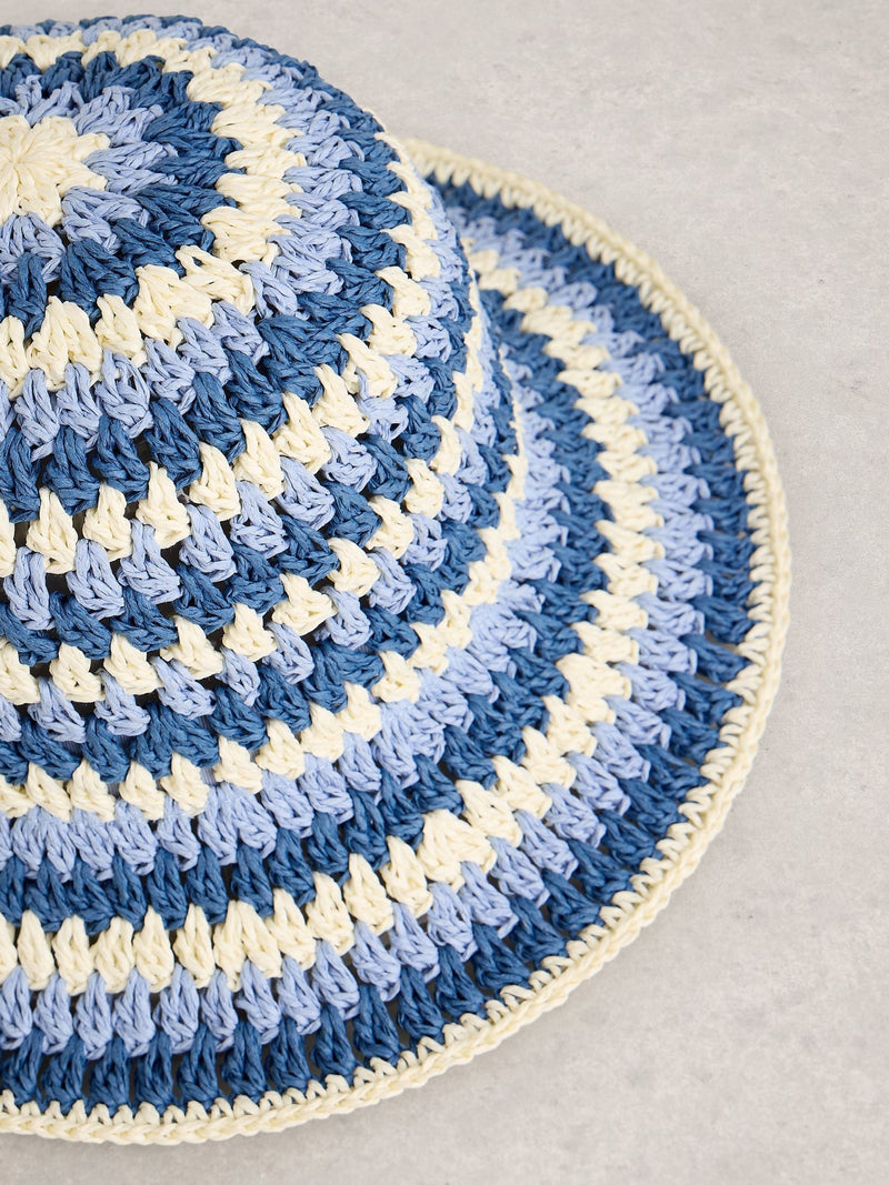 White Stuff bucket hat dark green crochet, UK version