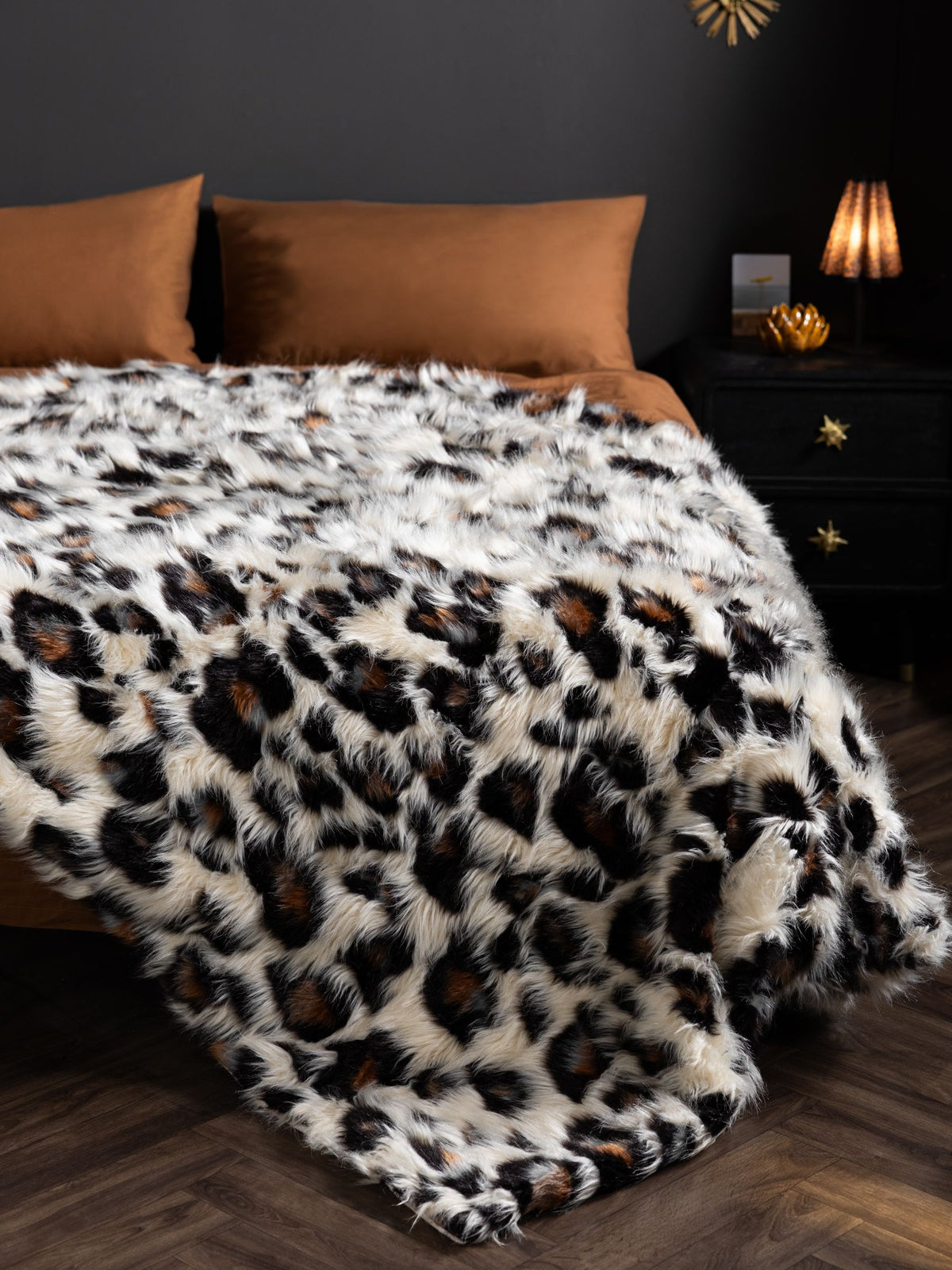 Rockett St George Black Tiger Faux Fur Throw 150cm x 200cm
