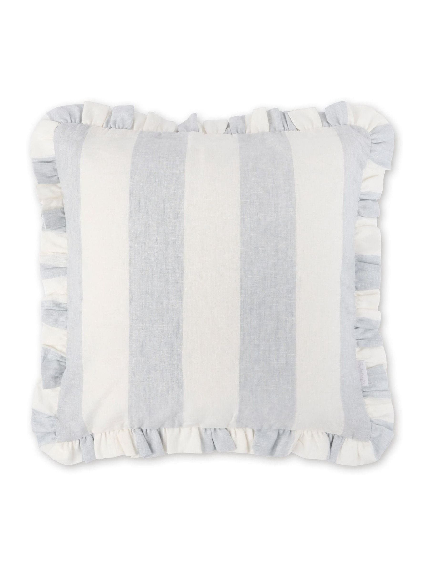 Sophie Allport blue stripe frill edge cushion 45x45cm - British product