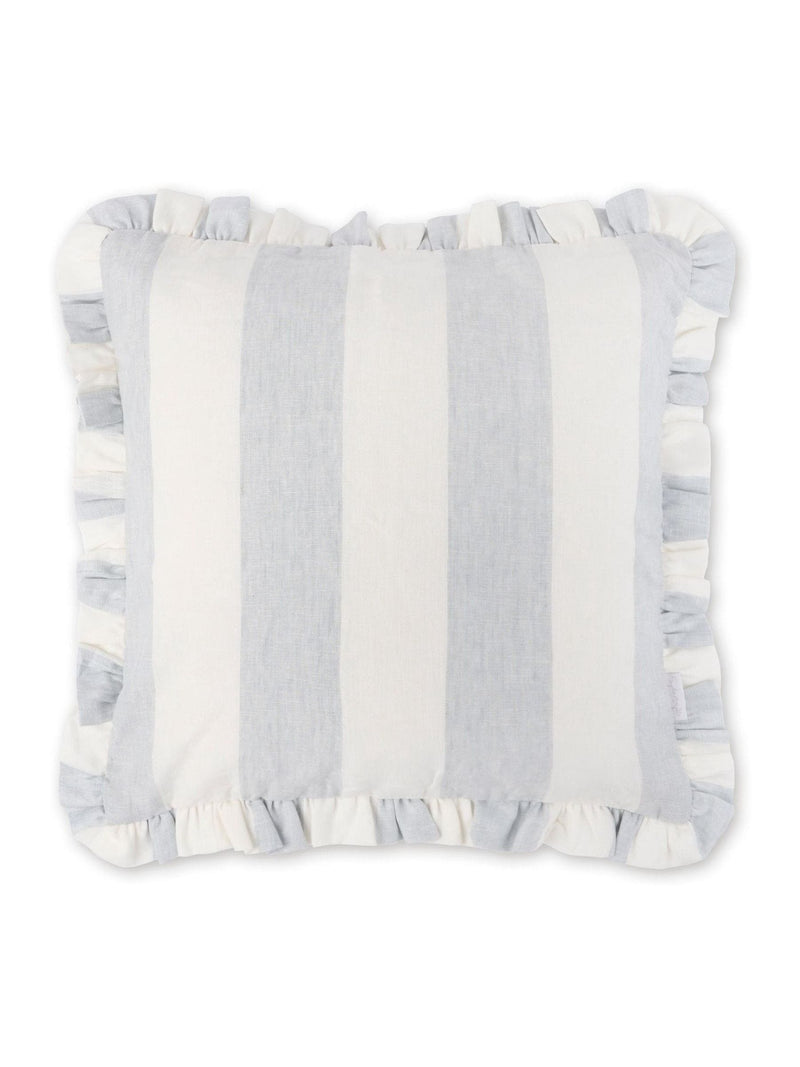 Sophie Allport blue stripe frill edge cushion 45x45cm - British product