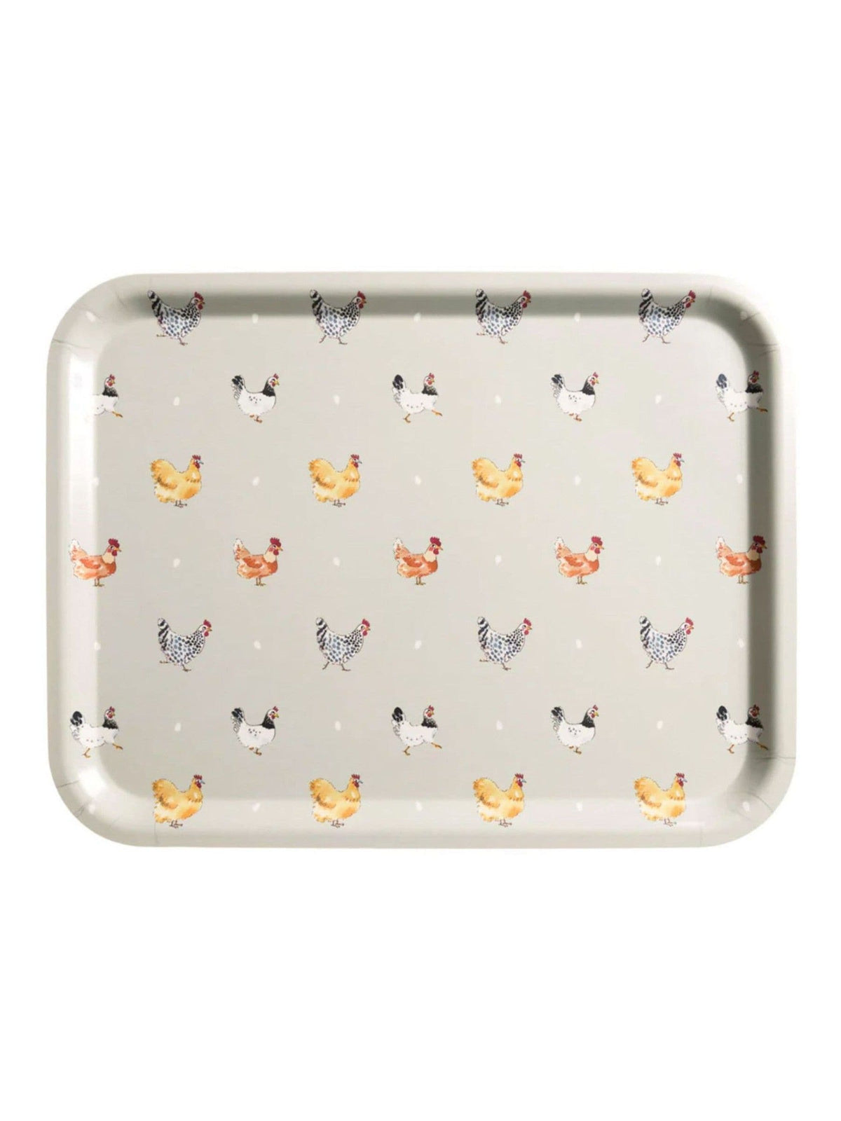 Sophie Allport birchwood serving tray with chicken illustrations - British product