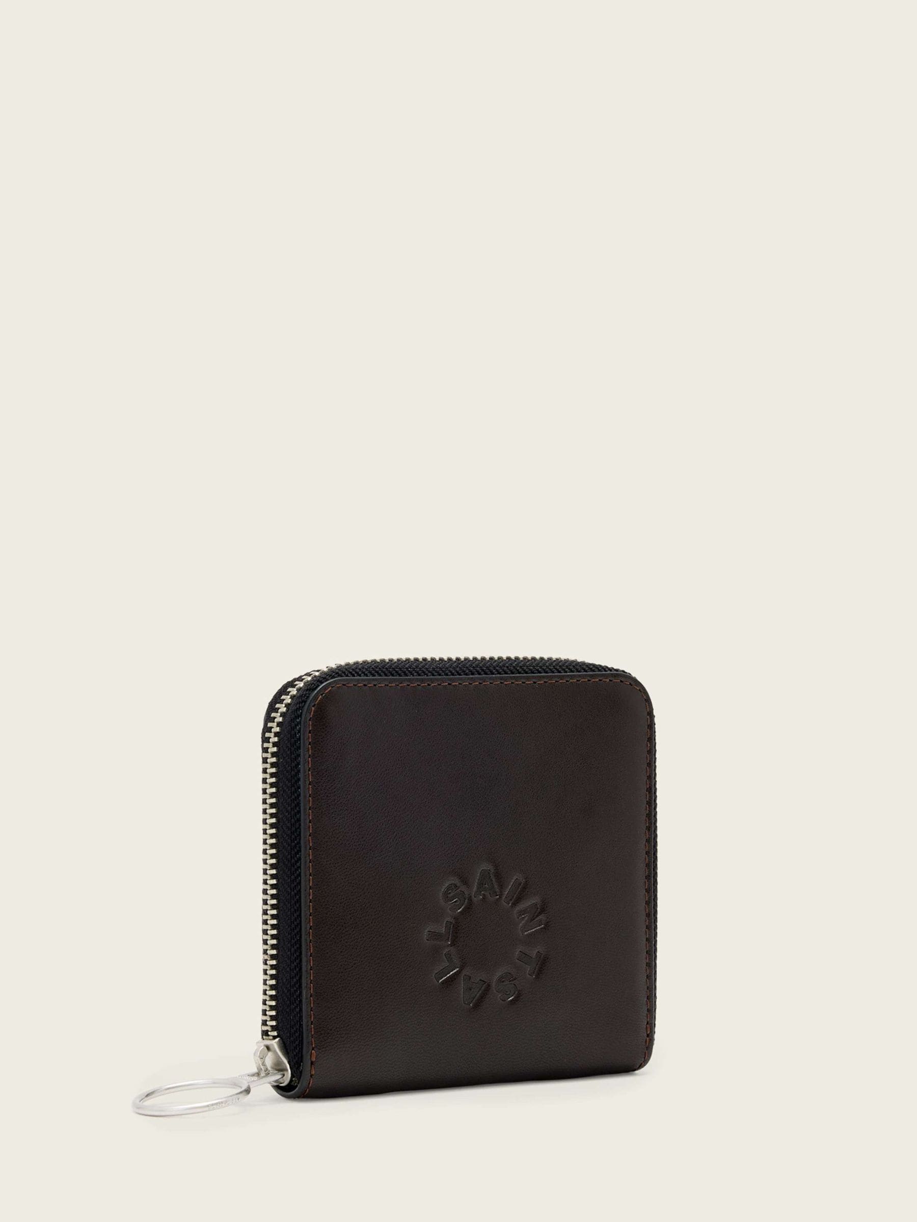 AllSaints brown Arlo zip leather wallet (British brand)