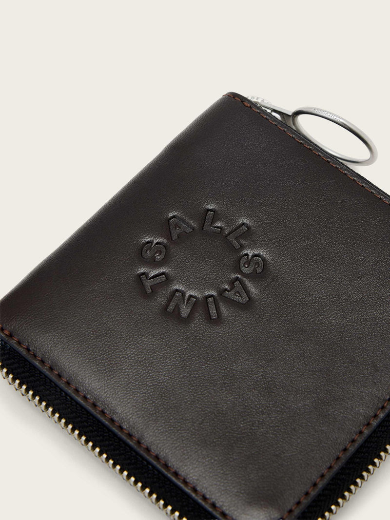 AllSaints brown Arlo zip leather wallet (British brand)
