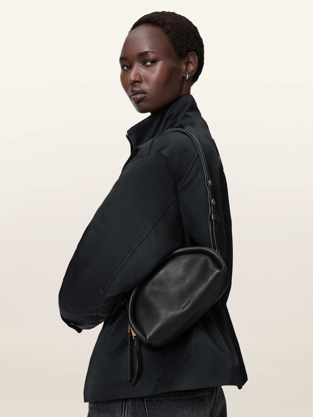 AllSaints Black Rosalie Arc cross-body bag, UK version