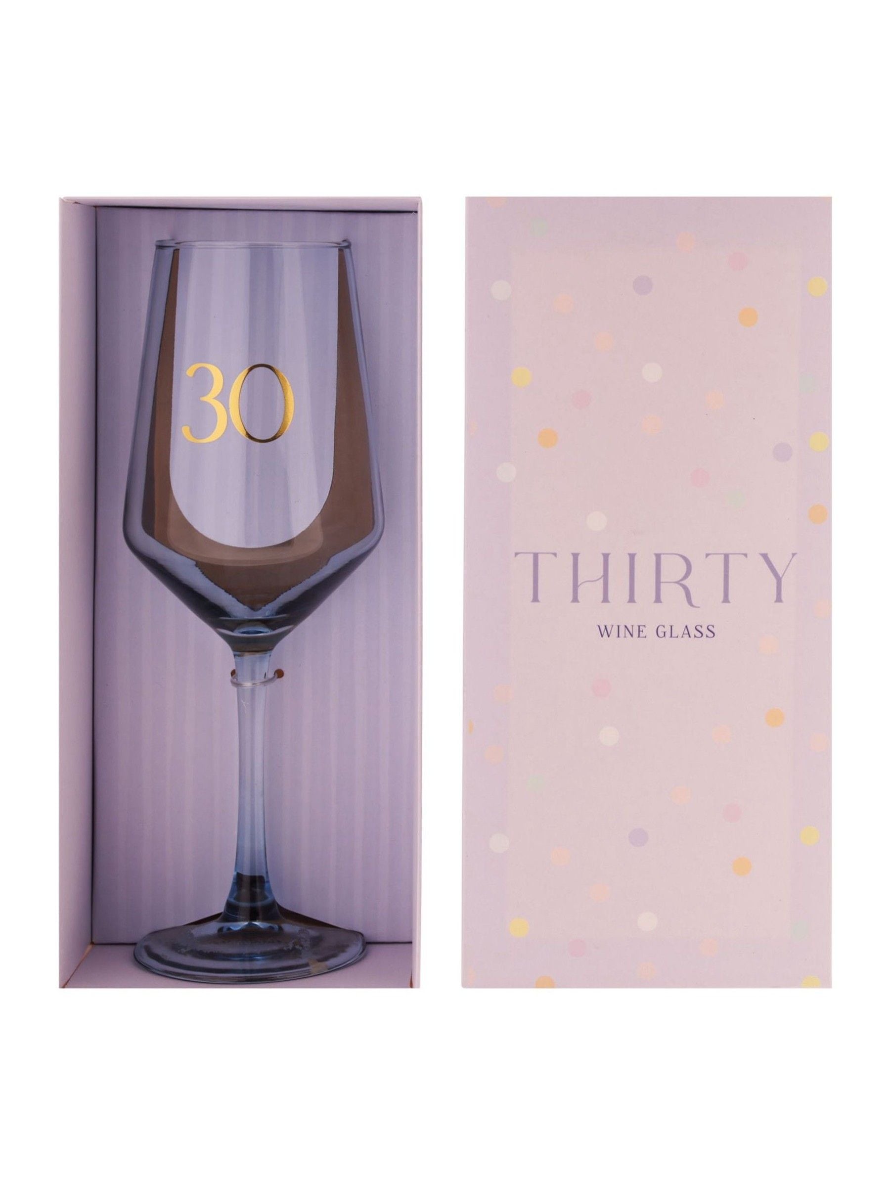 Widdop light blue wine glass with gold 30 decal 23.5cm (British brand)