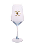 Widdop light blue wine glass with gold 30 decal 23.5cm (British brand)
