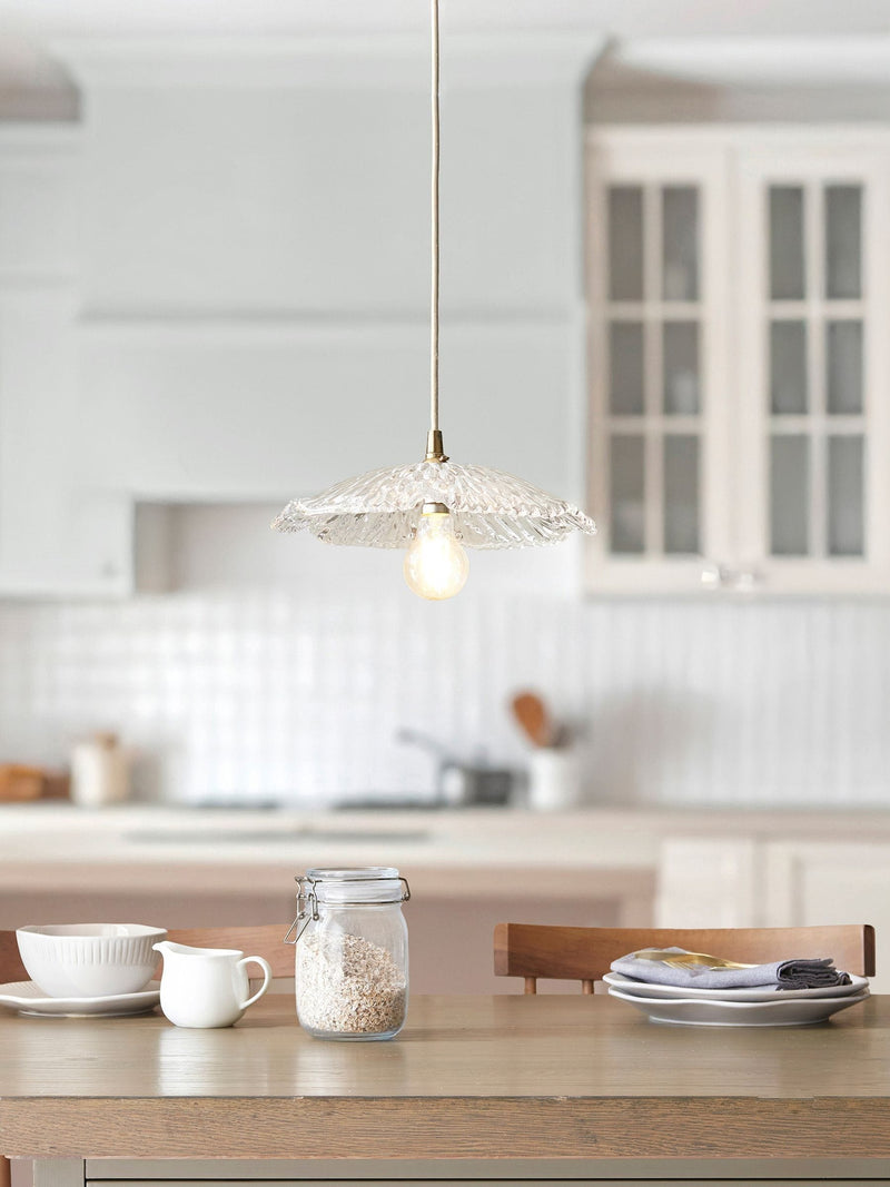 Gallery Home clear glass orchid pendant light 29cm, UK version