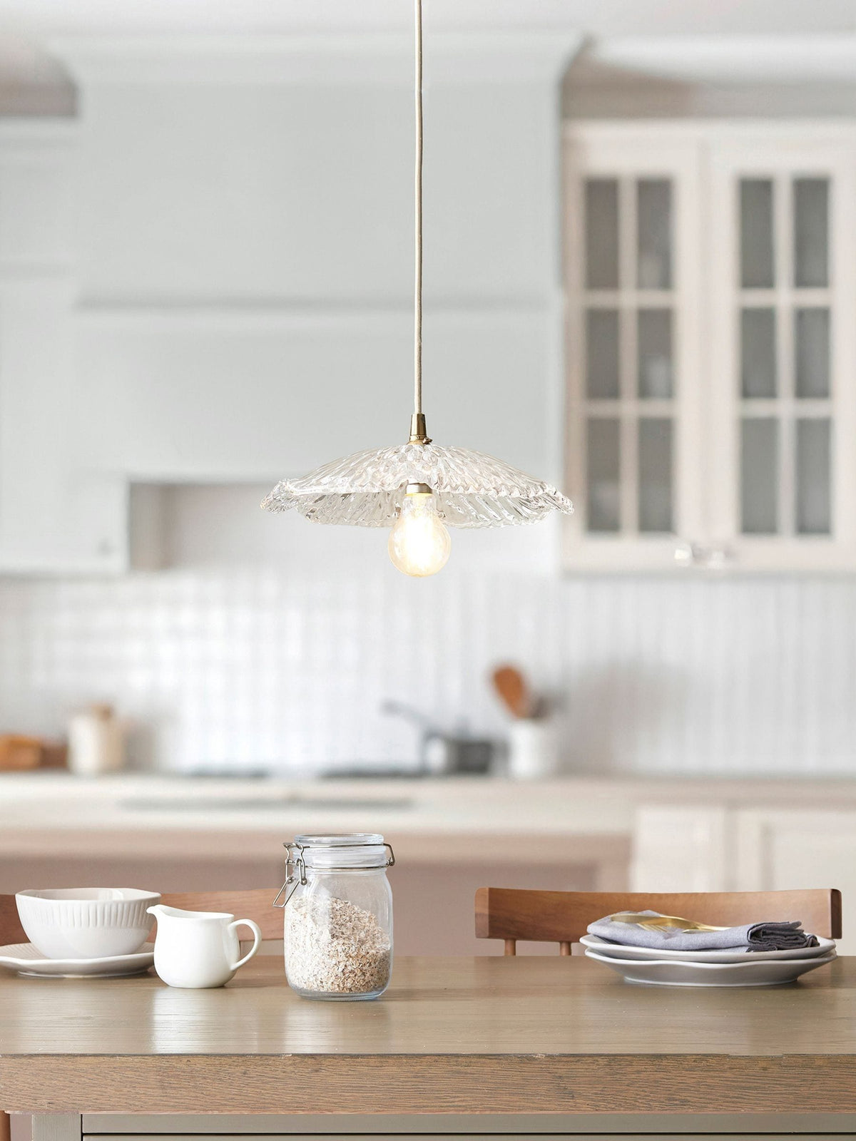 Gallery Home clear glass orchid pendant light 29cm, UK version
