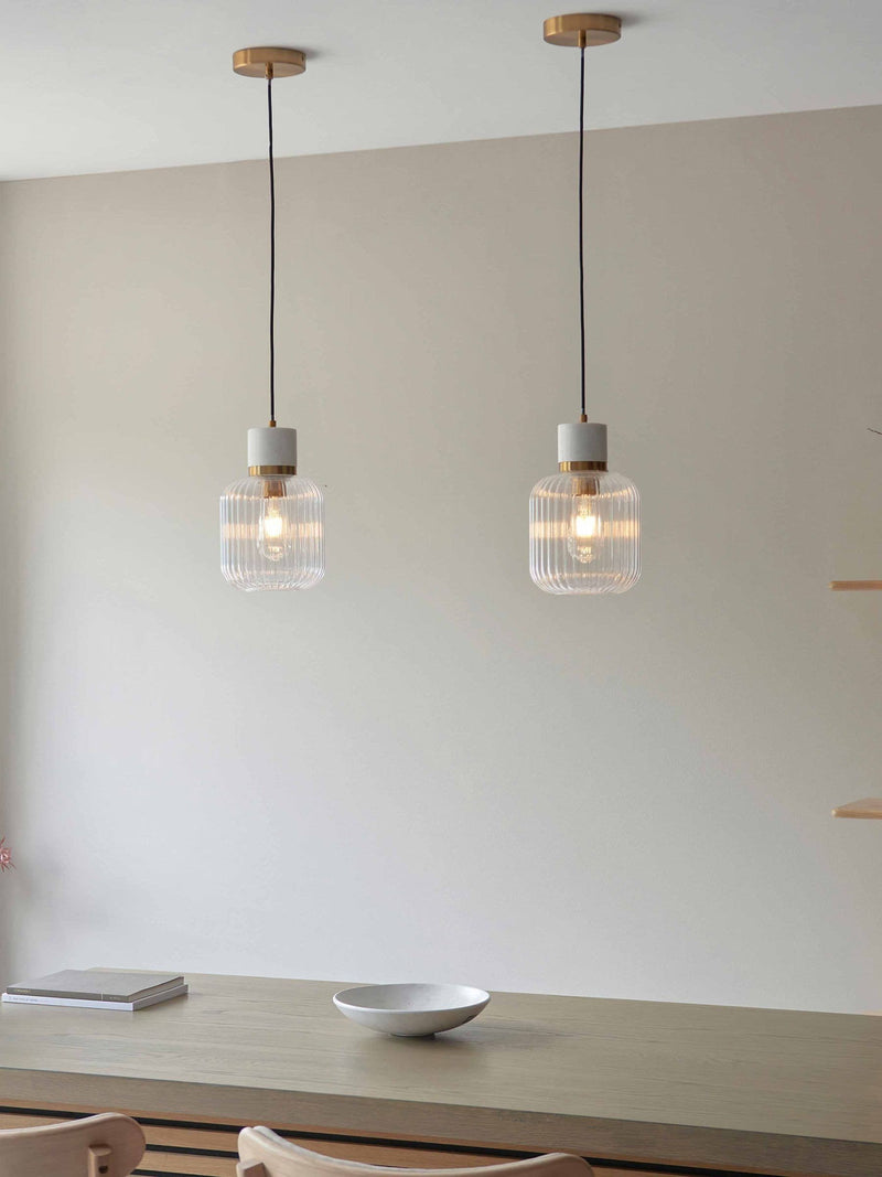Gallery Home dark brown travertine ribbed pendant light - British product