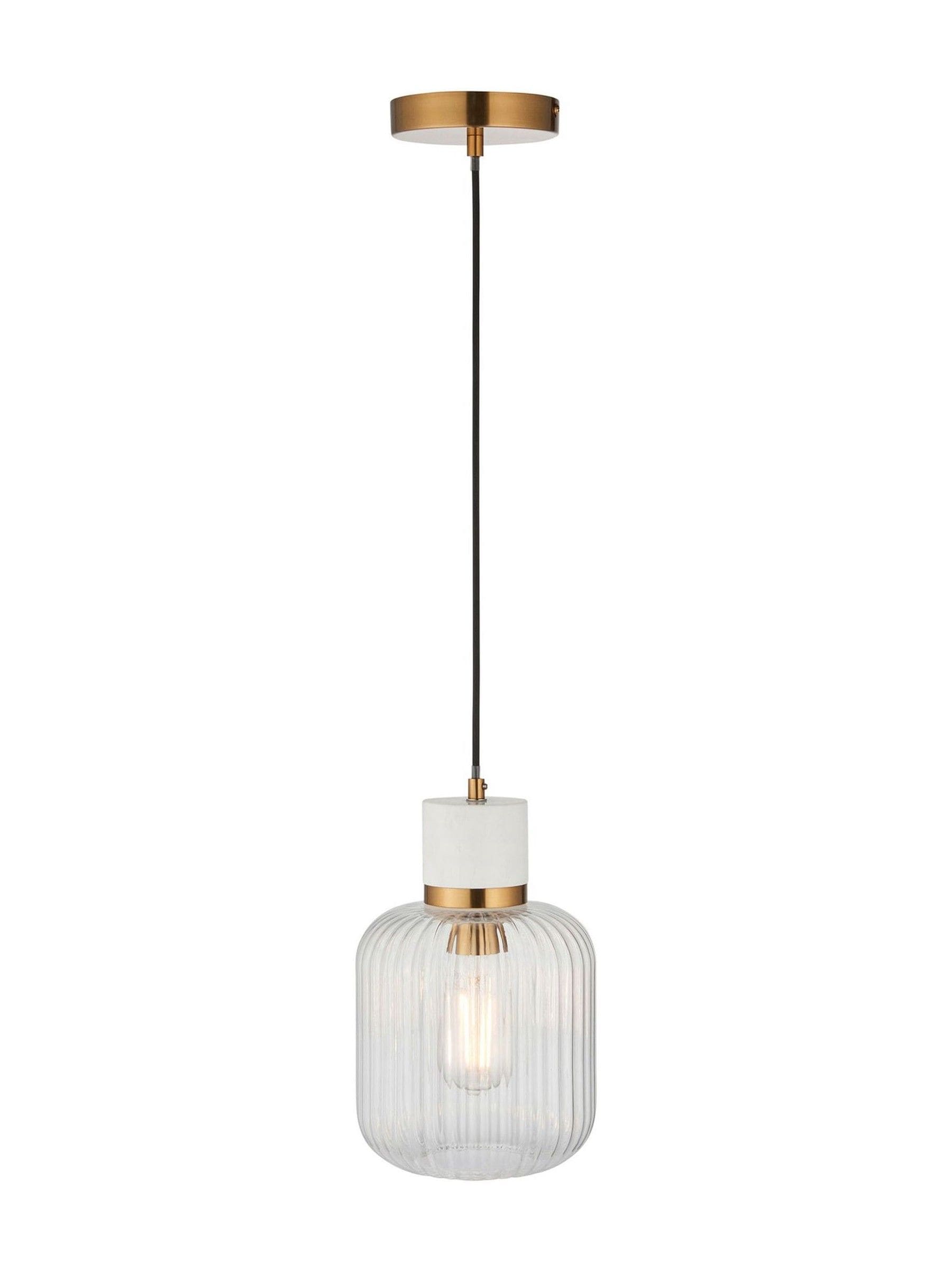 Gallery Home dark brown travertine ribbed pendant light - British product