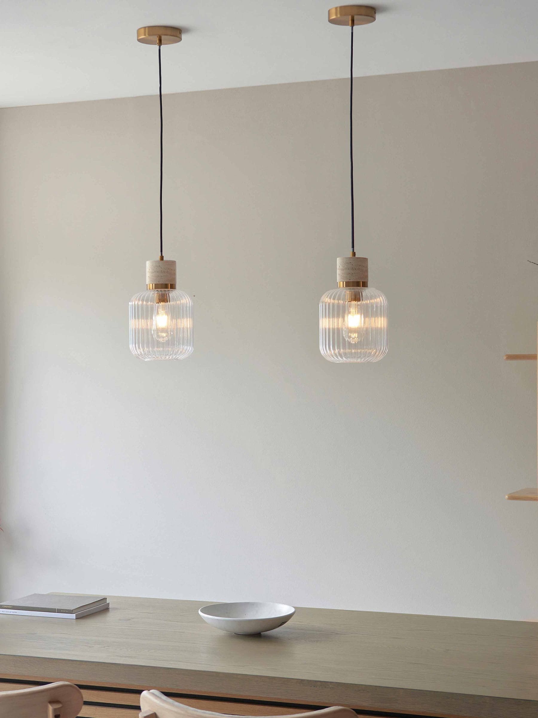 Gallery Home Dark Brown Travine Ribbed 1 Ceiling Pendant Light