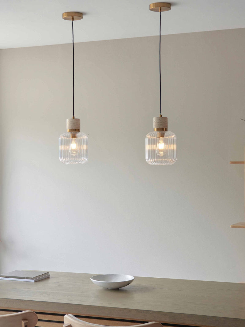Gallery Home Dark Brown Travine Ribbed 1 Ceiling Pendant Light