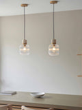 Gallery Home Dark Brown Travine Ribbed 1 Ceiling Pendant Light