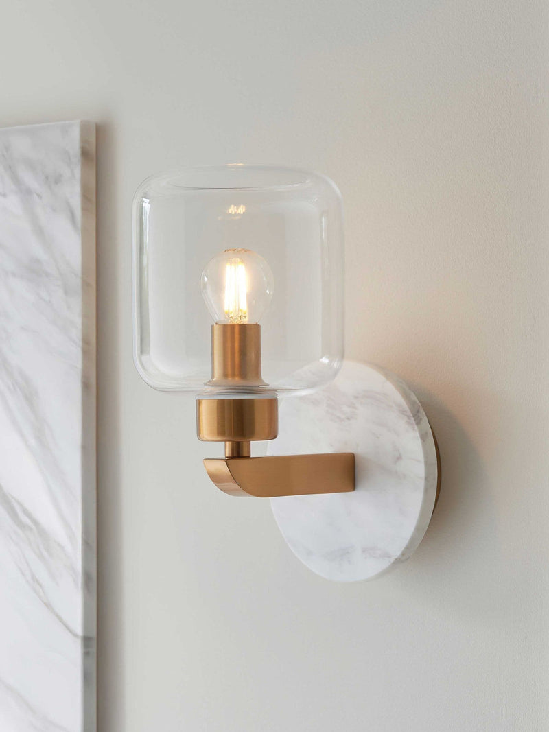 Gallery Home Dark Brown Travine Marble Wall Light 26cm