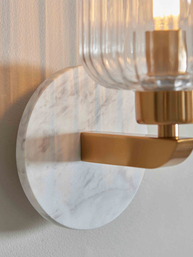 Gallery Home White Travine Ribbed Wall Light Marble