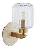 Gallery Home beige Travine ribbed marble wall light - British product