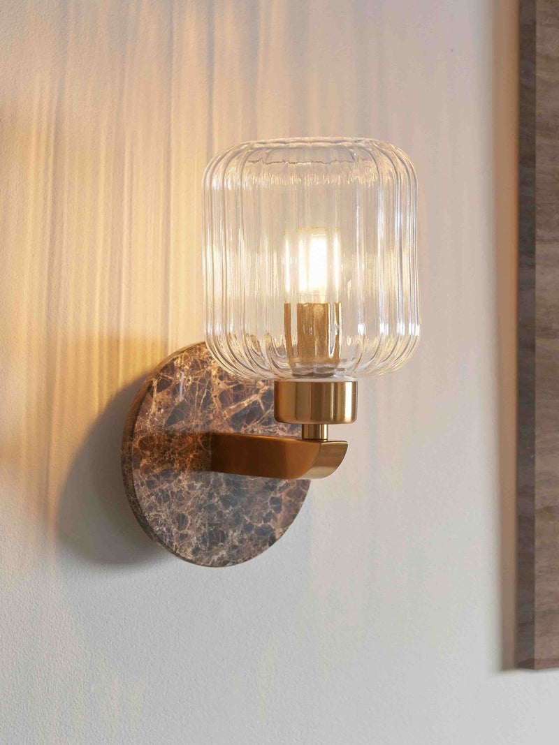 Gallery Home Dark Brown Travine Ribbed Wall Light Marble