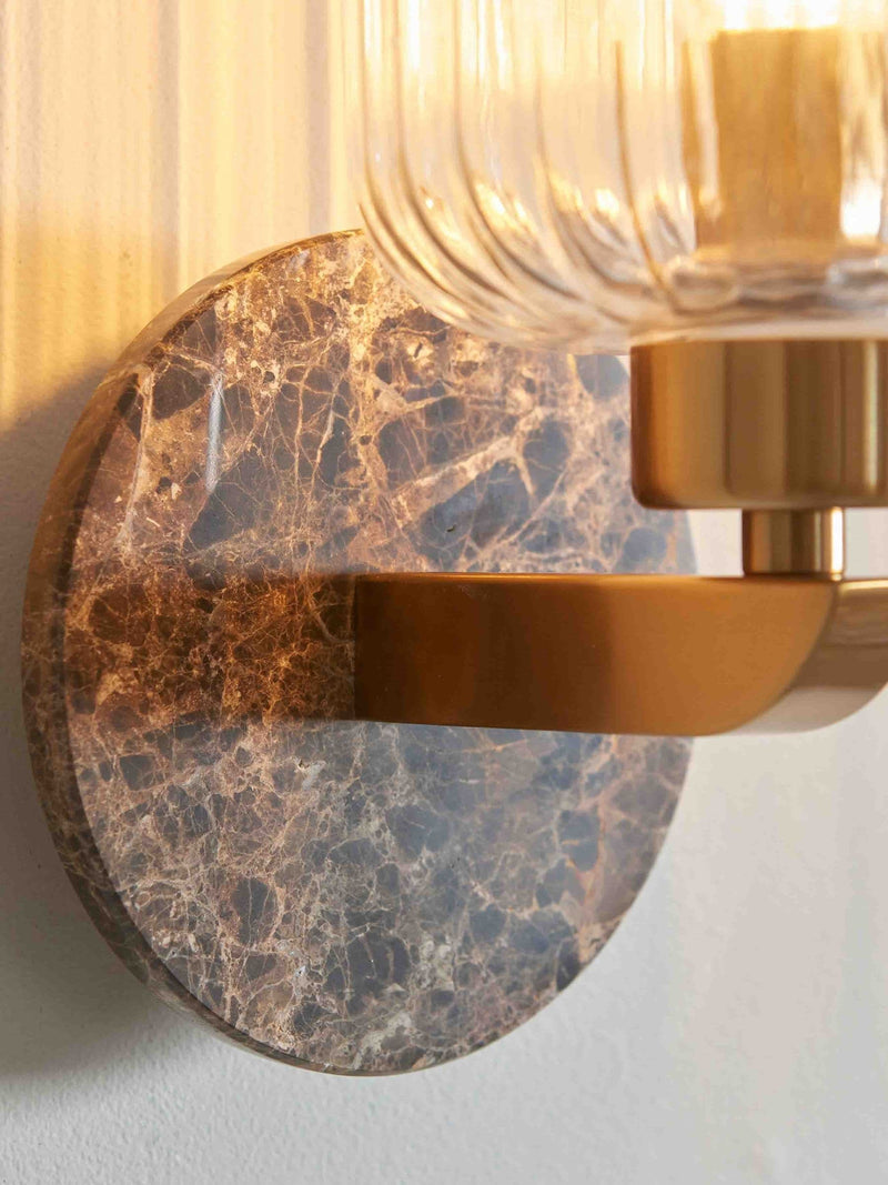 Gallery Home Dark Brown Travine Ribbed Wall Light Marble