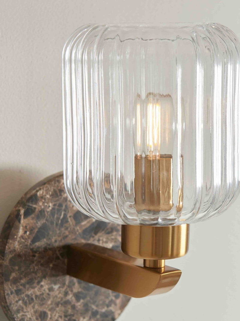 Gallery Home Dark Brown Travine Ribbed Wall Light Marble