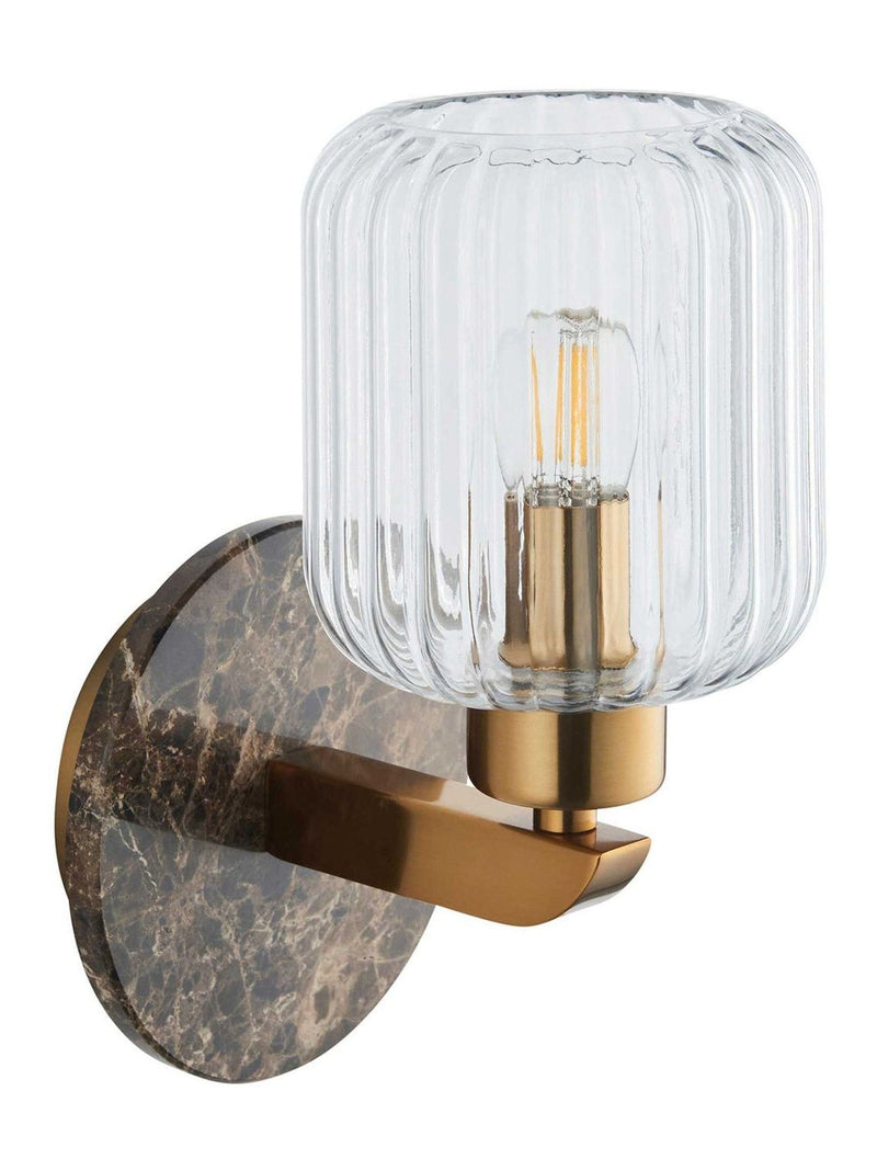 Gallery Home Dark Brown Travine Ribbed Wall Light Marble