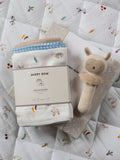 Avery Row baby gift set with rattle and muslins, UK version