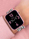 Tikkers black smart watch leopard print silicone strap (British brand)
