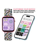 Tikkers black smart watch leopard print silicone strap (British brand)