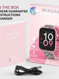 Tikkers black smart watch leopard print silicone strap (British brand)