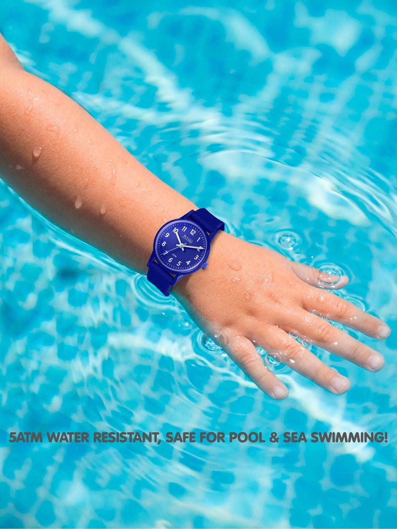 Tikkers kids navy silicone watch with water resistance - British product