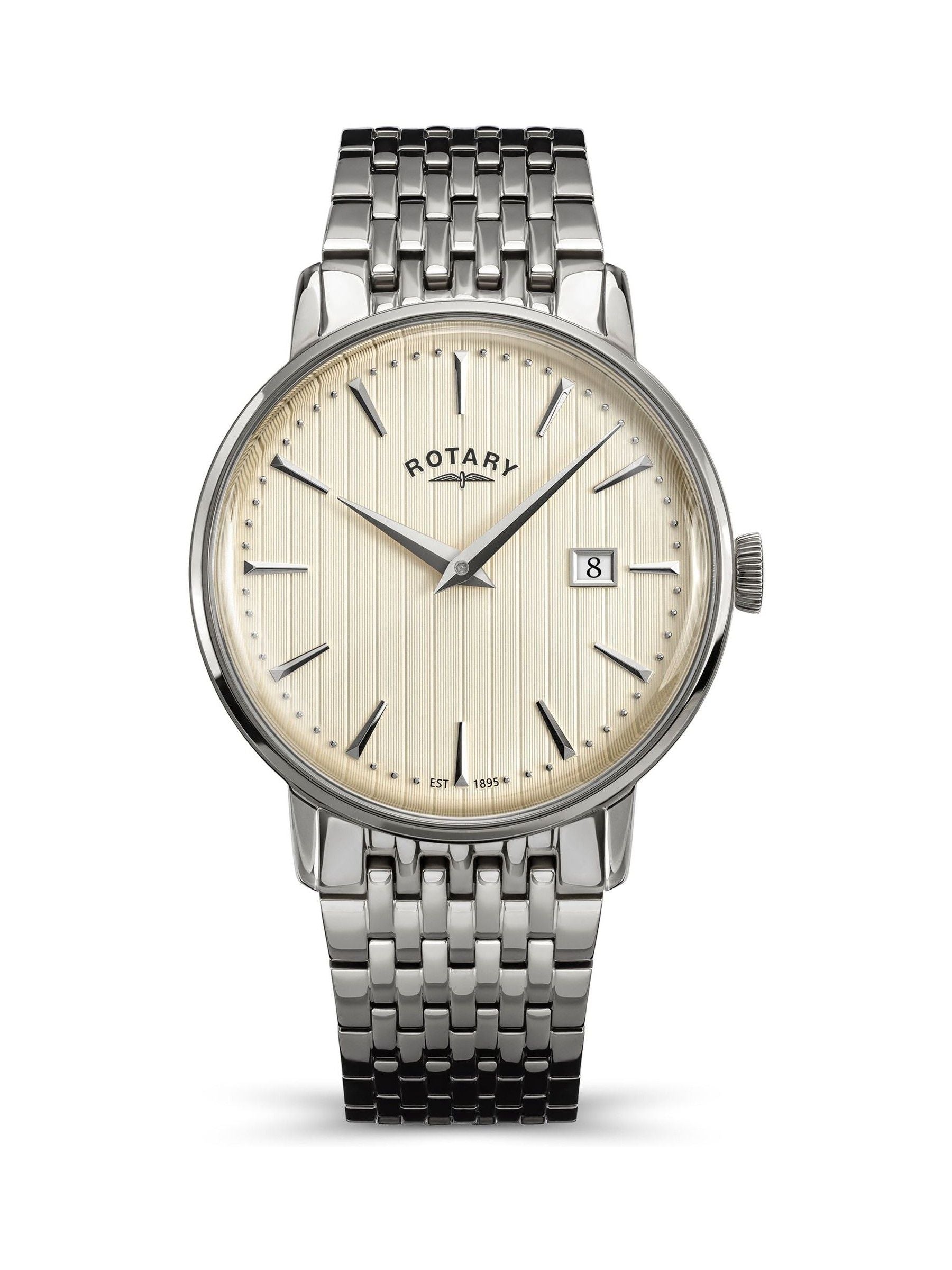 Rotary 1895 silver tone stainless steel bracelet watch - British product
