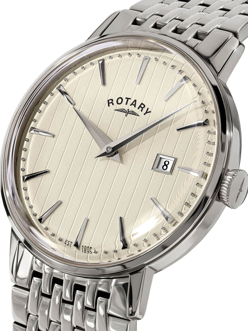 Rotary 1895 silver tone stainless steel bracelet watch - British product