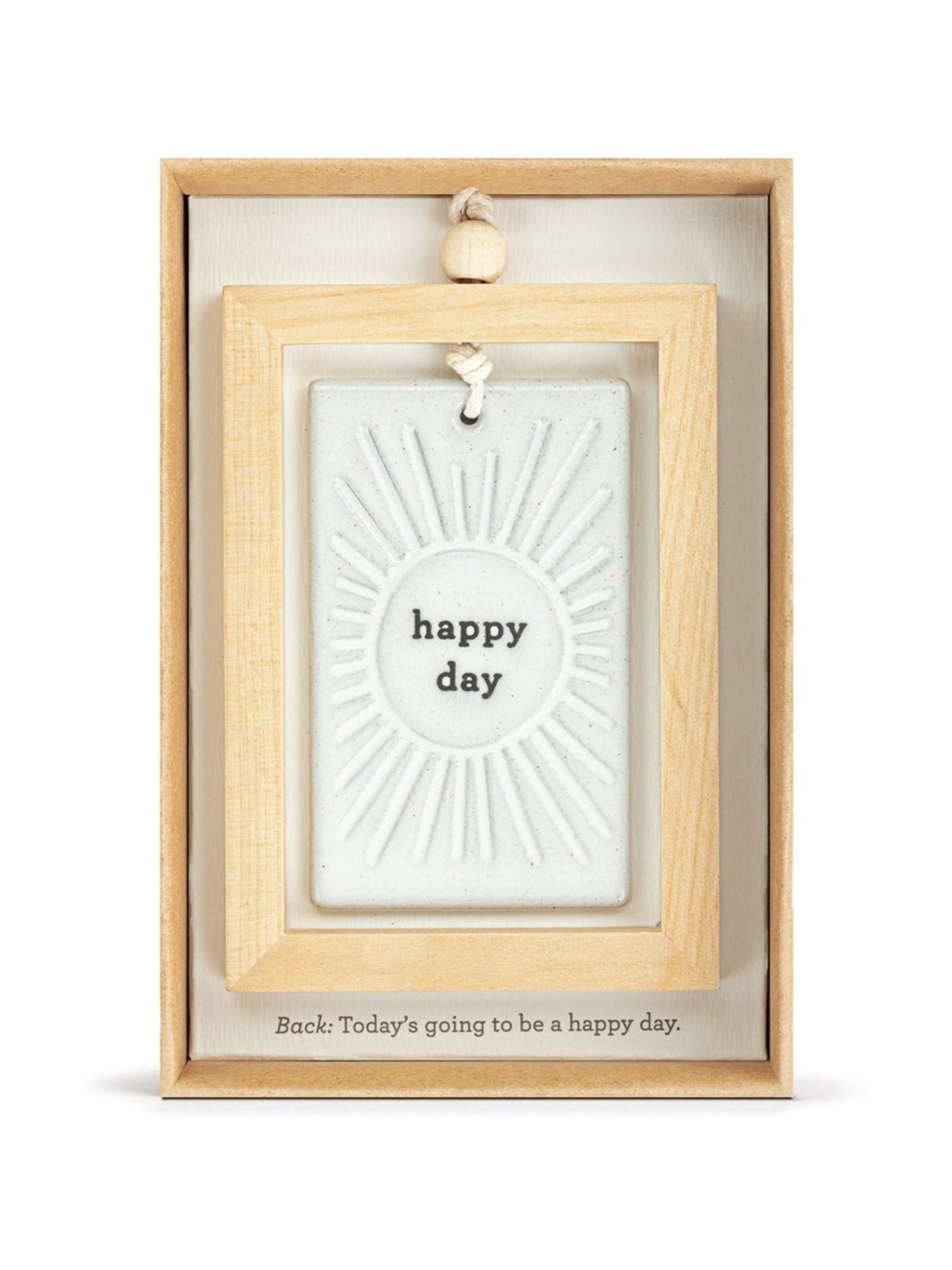Widdop Stone Happy Day hanging plaque 3x4.5 inches - British product