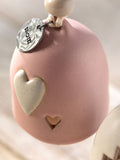 Widdop pink mini hanging bell with heart detailing - British product